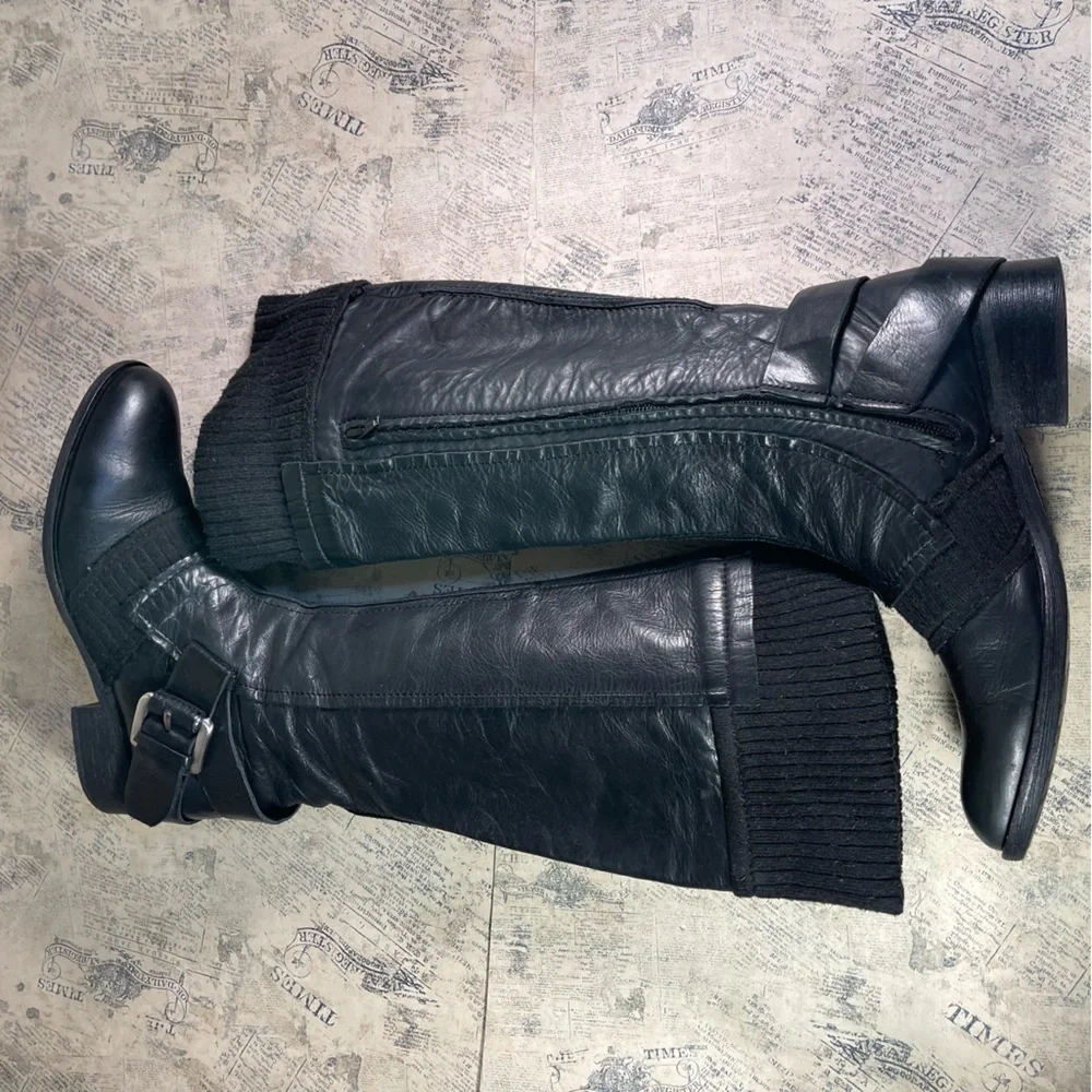 Apepazza ZEBU black leather/knit boots, size 7.5 - Picture 8 of 13
